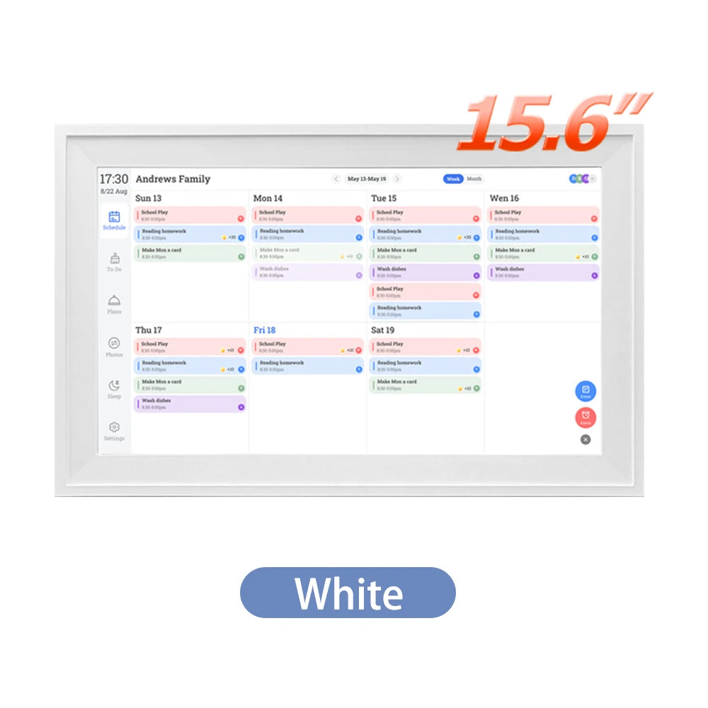 15.6 inch Smart Digital Calendar Chore Chart Wall Touchscreen Display for Family Schedules Digital Photo Frame Home Assistant