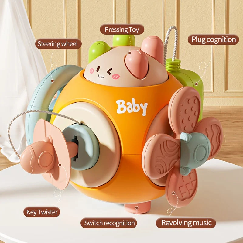Baby hand-held portable six-sided one-hand held six-sided cube toy busy ball suitable for babies to rotate, interesting toy, key