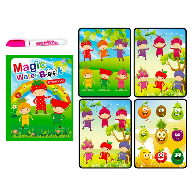 Children Learning Education Toy Magic Water Book with Pen Baby Montessori Toys Drawing Coloring Books for Kids 2 to 4 Years Old