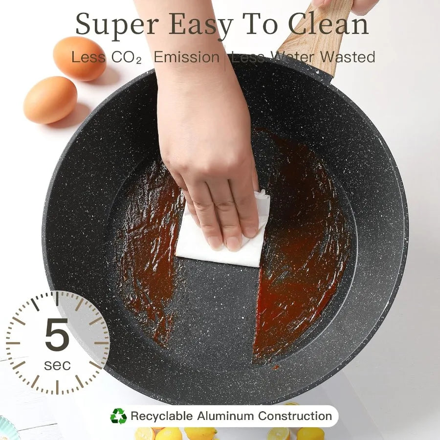 16PCS Pots and Pans Set Non Stick Cookware Set Nonstick with Cooking Set for Home Kitchen Cooking Durable Aluminum Construction