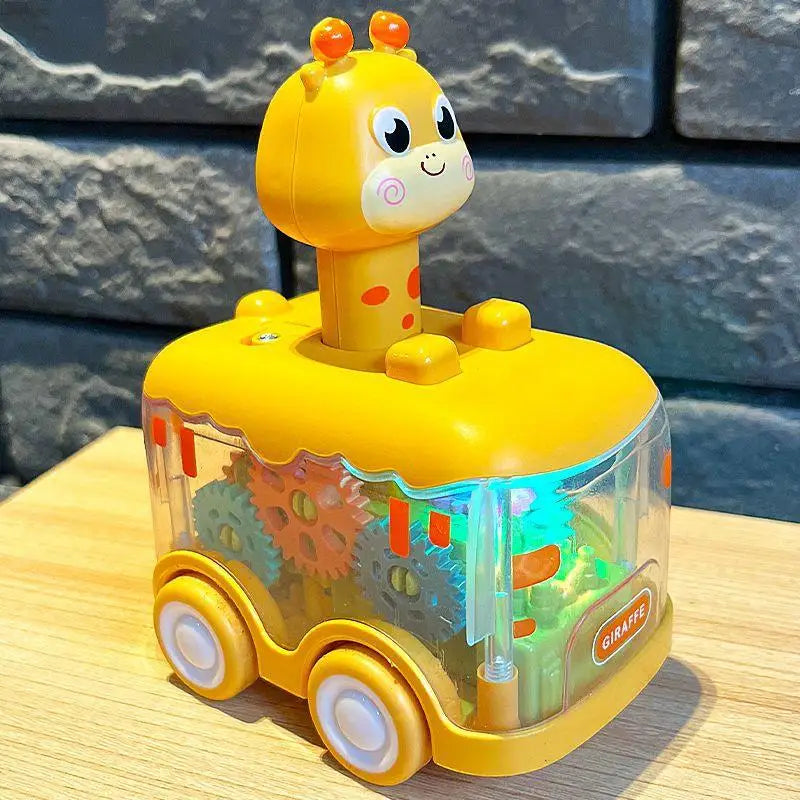 Baby Animal Car Toys Toddlers Press and Go Gear Car 1 2 3 Years Old Pull Back Car Light Up Toy Birthday Gift for Kids Boys & Girls