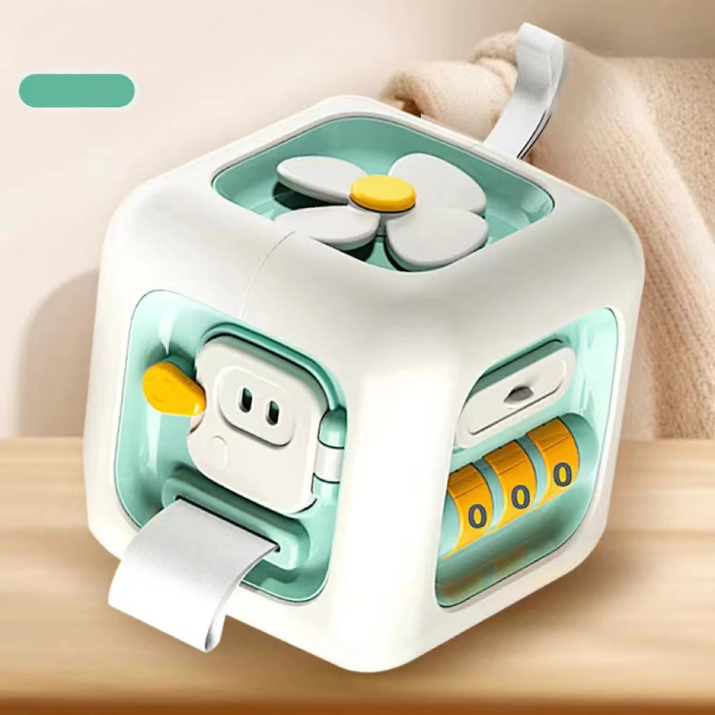 6 in 1 Montessori Educational Toys Sensory Busy Board Baby Practice Skills Drawer Cube Fidget Educational Toys for Girl Boy