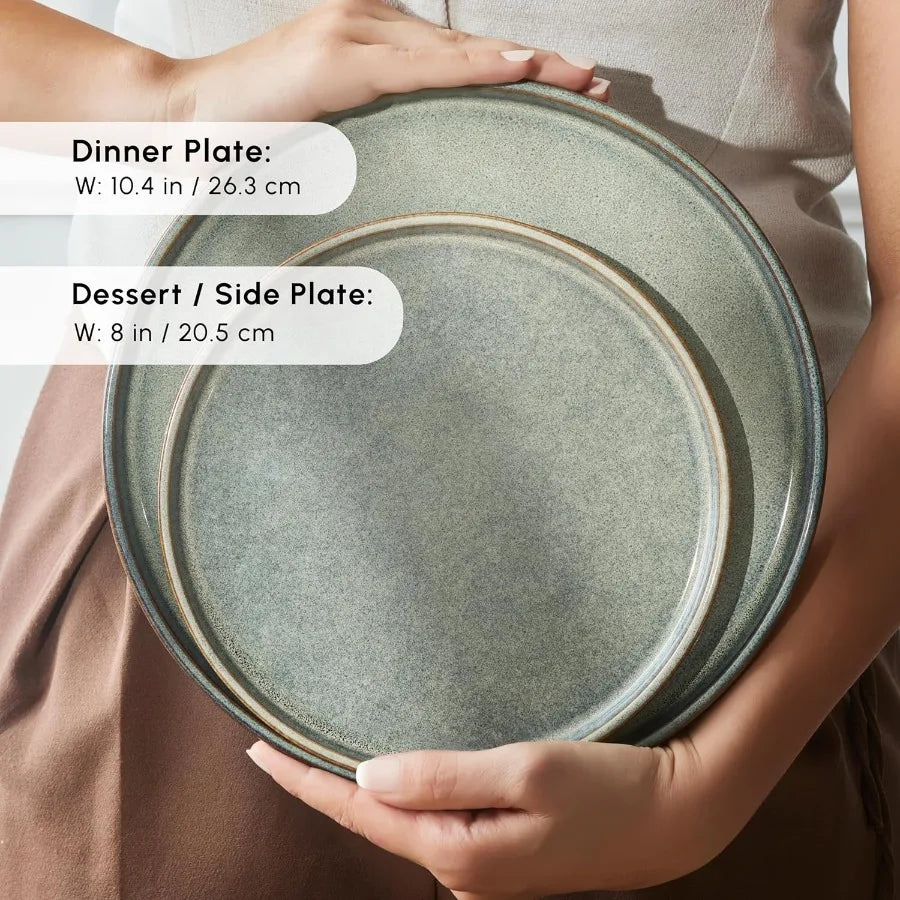 New Skal 18Piece Dinnerware Sets for 6 People Modern Design Stoneware Dinner Set Kitchen Plates Bowls Reactive Glaze Dishwasher