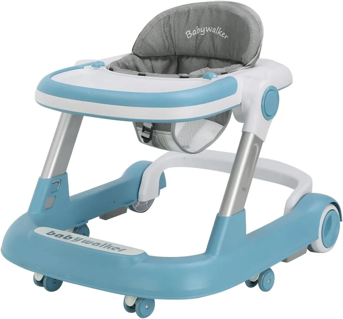 2-in-1 Baby Walker - Foldable, Height-Adjustable Push Cart with Anti-Roll Design , Stylish Baby Gear for 6-18 Months