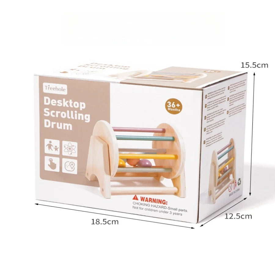 Montessori Infant Wooden Toys Coin Ball Busy Drum Baby Teaching Aid Gifts Color Shape Cognition Match Educational Sensory Toy