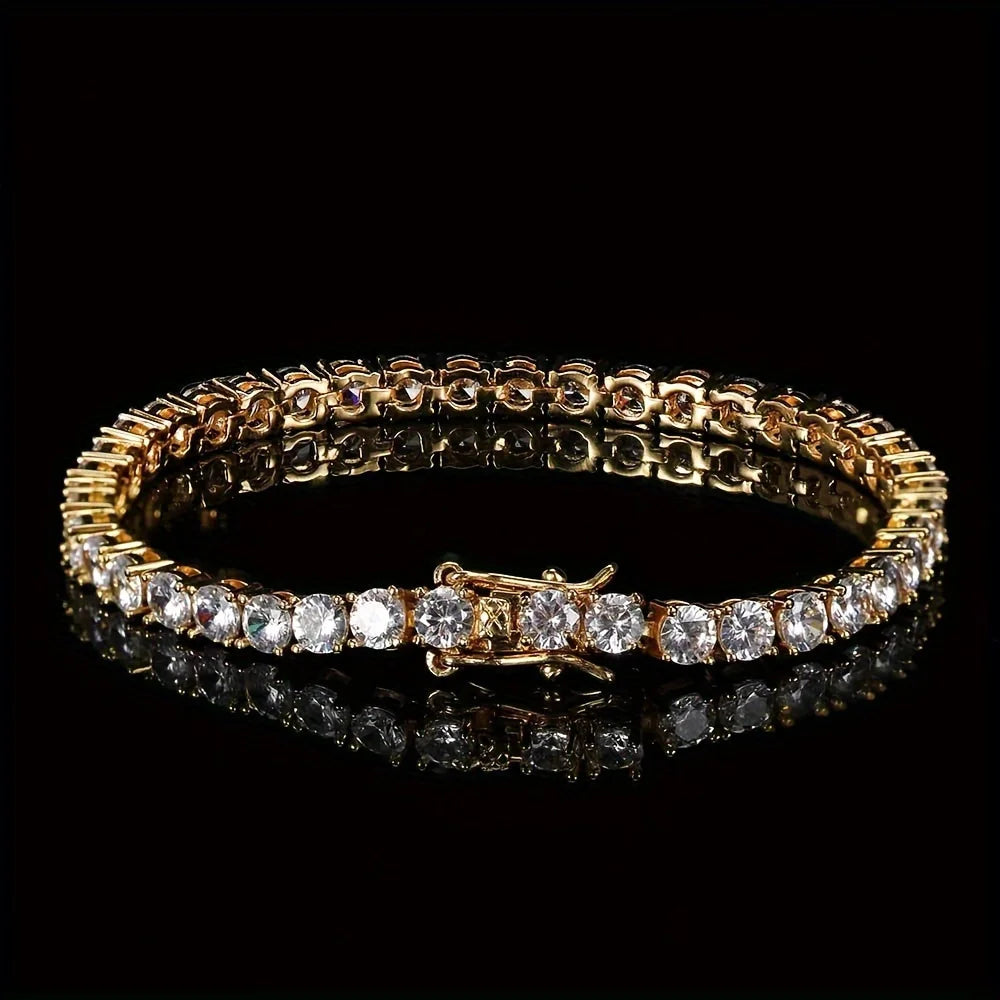 New Pure Copper Tennis Chain Bracelet - Zirconia Jewelry for Men & Women (Anti-Tarnish, Christmas/Halloween Gift)
