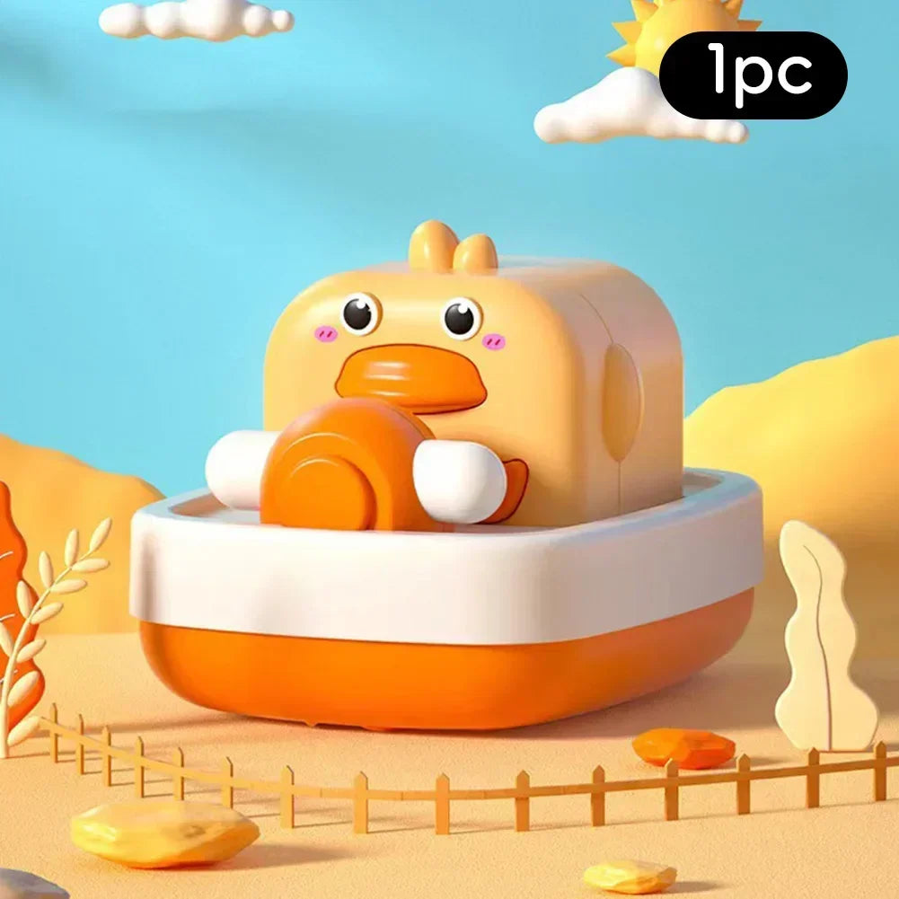 Baby takes a bath and plays in the water, Submarine, winding up animal chain, playing in the bathroom, children's toys