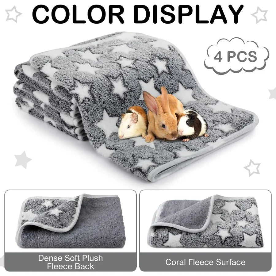 4 Pcs Dog Puppies Cat Blankets Bed Mat Washable Crate Kennel Whelping Pads Reusable Pet Pee Pad Soft Reversible Pet