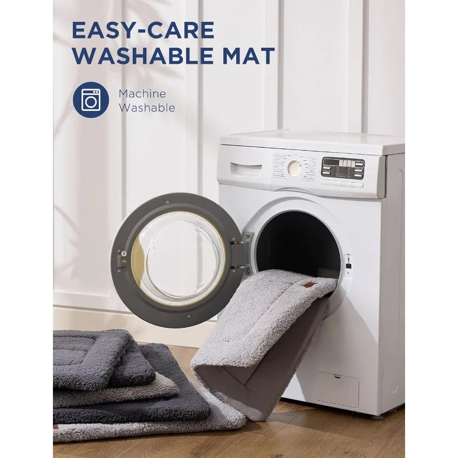 Low Profile Dog Crate Mat Reversible Bed Pad Washable Dog Pad Mat with Ultra Soft Fleece Compact Design Kennel Beds Mats for La