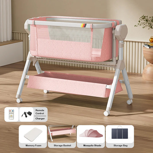 Rocking Baby Bassinet, Baby Cribs, Newborn Co-Sleeper, Infant Beside Sleeper, Unisex Baby Bed Cribs, Portable Travel Crib, Cradle