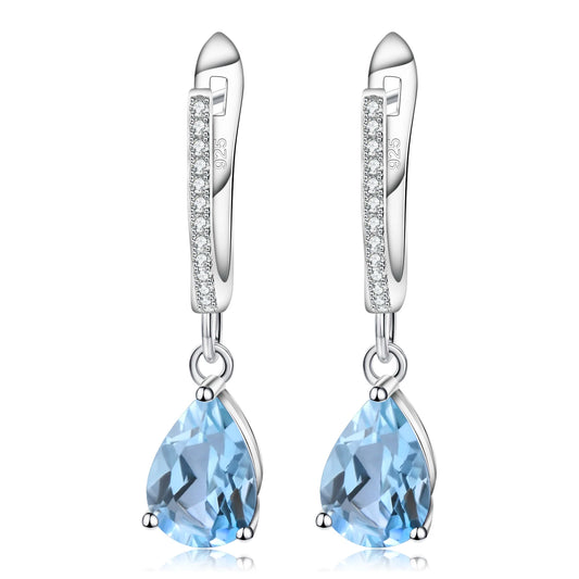 Gem's Ballet Natural Sky Blue Topaz Earrings Genuine 925 Sterling Silver Fine Jewelry 7x10mm Drop Earring For Women Fashion