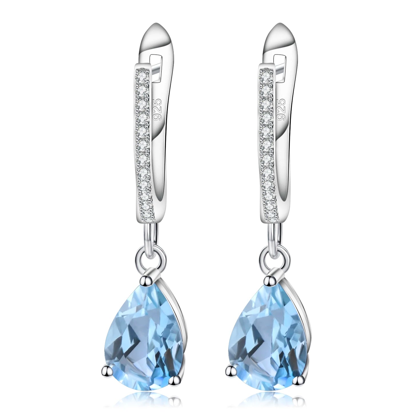 Gem's Ballet Natural Sky Blue Topaz Earrings Genuine 925 Sterling Silver Fine Jewelry 7x10mm Drop Earring For Women Fashion