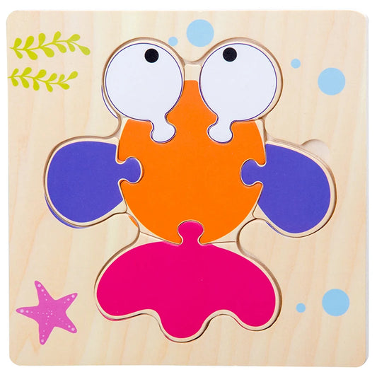 Baby Wooden Toys 3D Wood Puzzle Cartoon Animal Matching Game Intelligence Jigsaw Puzzle Toys For Children Educational