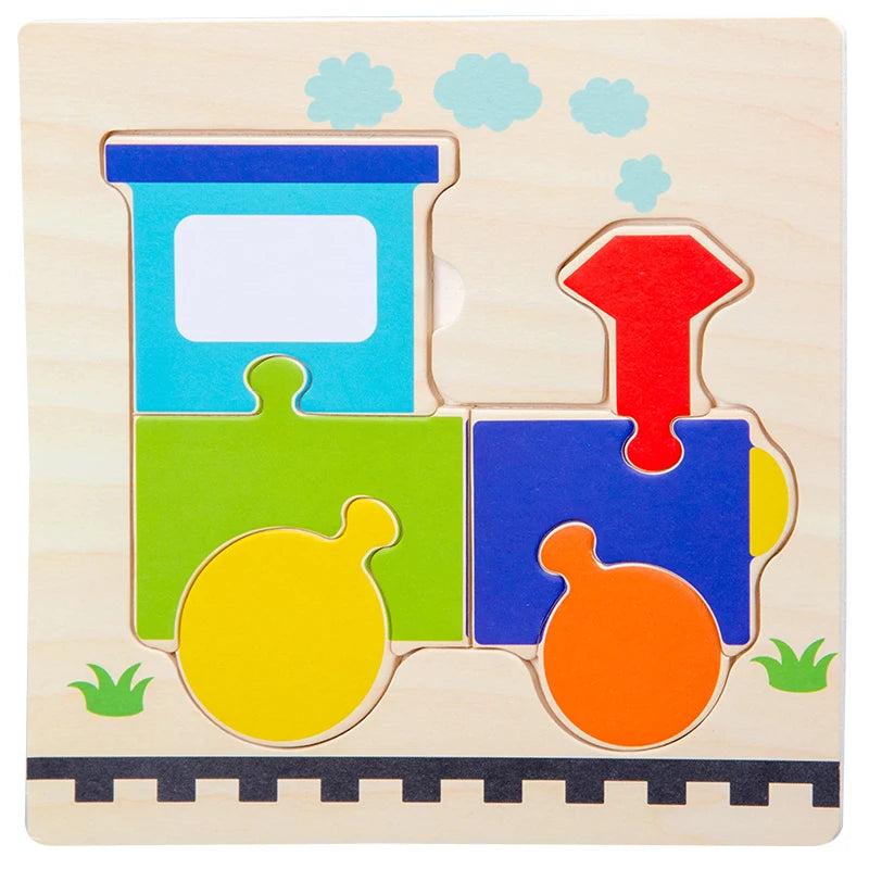 Baby Wooden Toys 3D Wood Puzzle Cartoon Animal Matching Game Intelligence Jigsaw Puzzle Toys For Children Educational