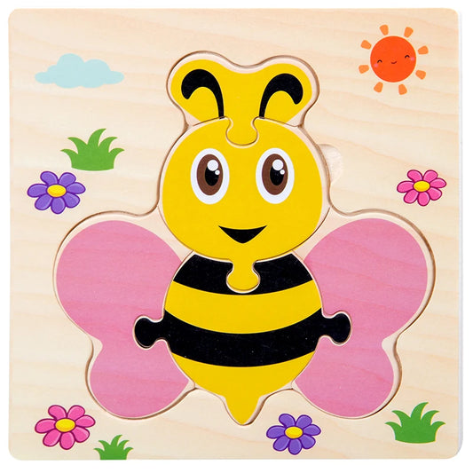 Baby Wooden Toys 3D Wood Puzzle Cartoon Animal Matching Game Intelligence Jigsaw Puzzle Toys For Children Educational