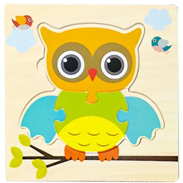 Baby Wooden Toys 3D Wood Puzzle Cartoon Animal Matching Game Intelligence Jigsaw Puzzle Toys For Children Educational