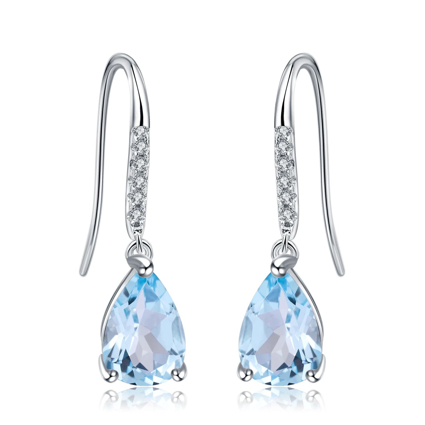 Gem's Ballet Natural Sky Blue Topaz Earrings Genuine 925 Sterling Silver Fine Jewelry 7x10mm Drop Earring For Women Fashion