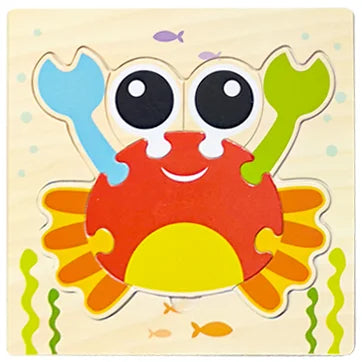 Baby Wooden Toys 3D Wood Puzzle Cartoon Animal Matching Game Intelligence Jigsaw Puzzle Toys For Children Educational