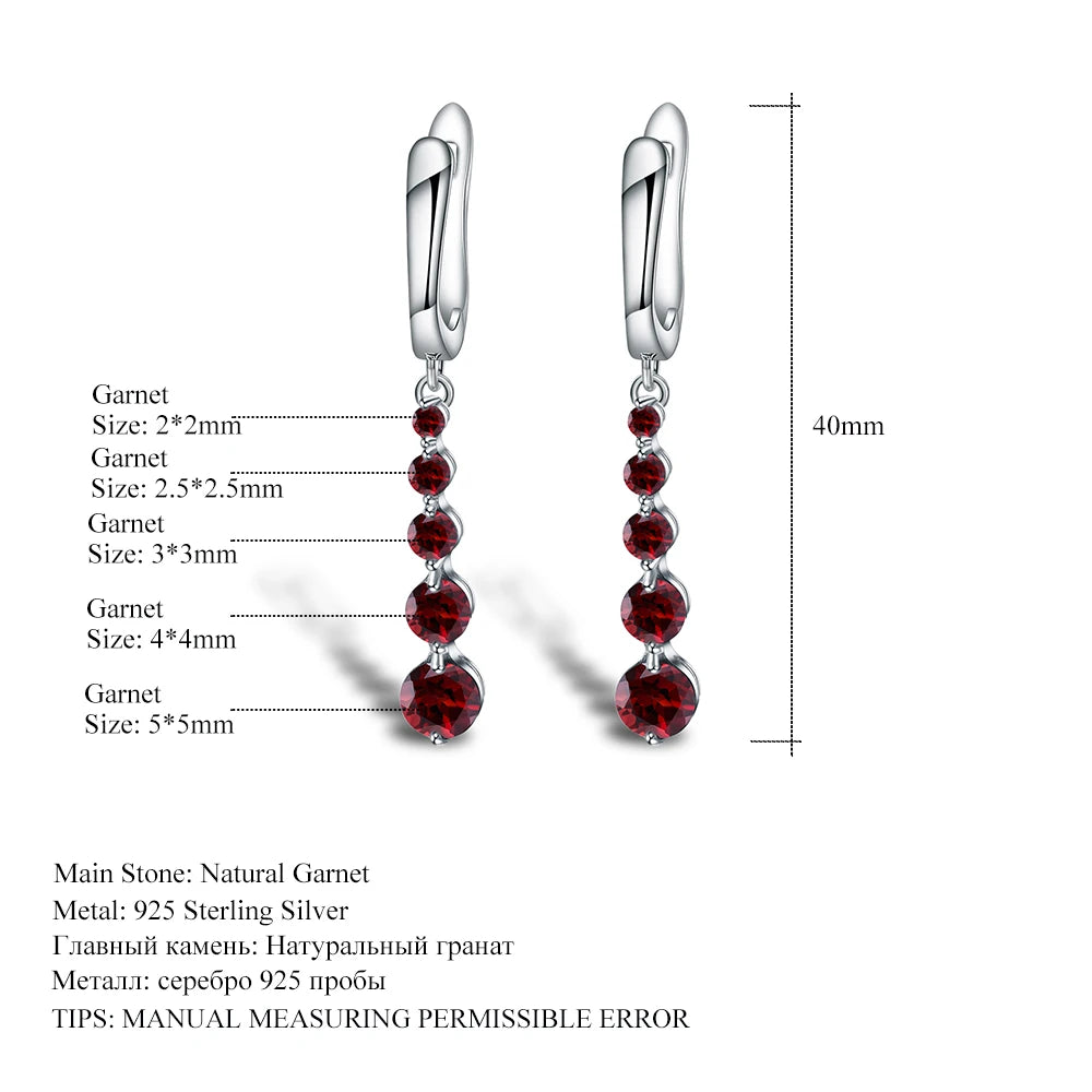 GEM'S BALLET 2.67Ct Natural Red Garnet Gemstone Drop Earrings Genuine Pure 925 Sterling Silver Earrings Fine Jewelry For Women