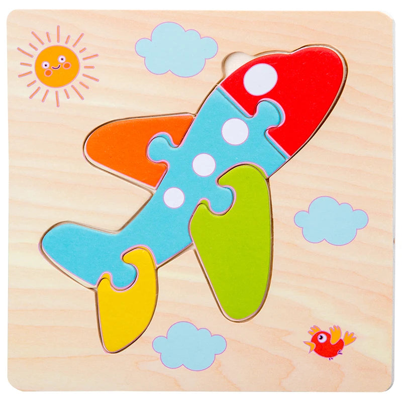 Baby Wooden Toys 3D Wood Puzzle Cartoon Animal Matching Game Intelligence Jigsaw Puzzle Toys For Children Educational