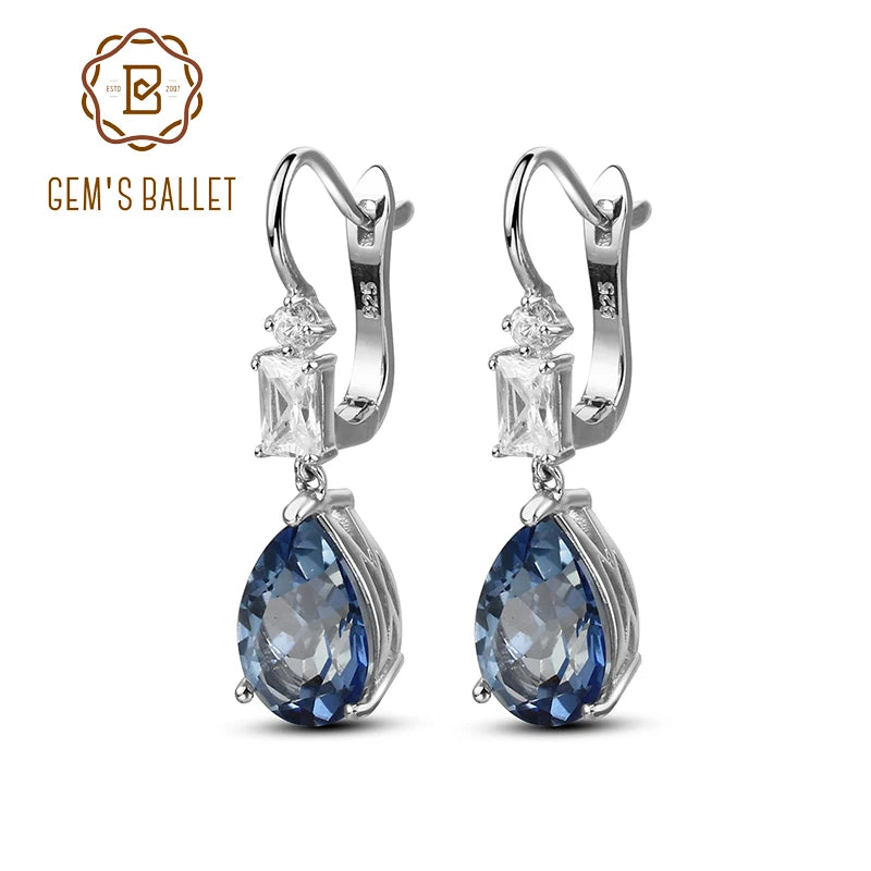 Gem's Ballet 7.57Ct Natural Iolite Blue Mystic Quartz Gemstone Drop Earrings 925 Sterling Silver Fine Jewelry For Women Wedding