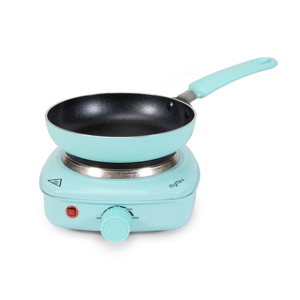 2 Piece Urban Cook Set Non-Stick Frying Pan Temperature Control Hot Plate Compact Cooking Gift College Travel Cooking