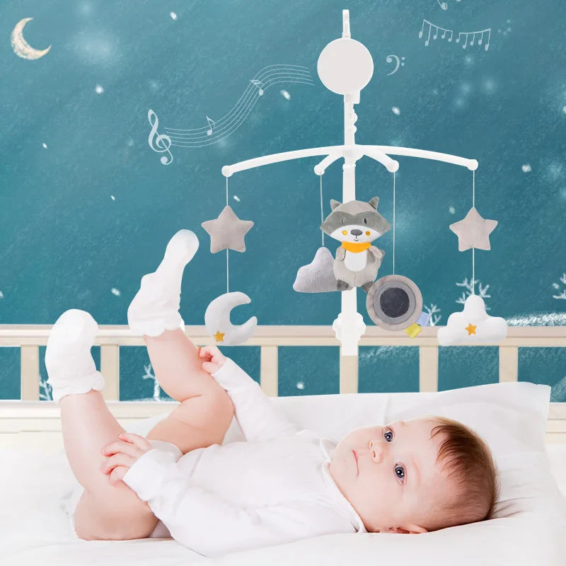 Baby Crib Mobile with Music, Rotating Cot Toy with Soft Hanging Animals for Newborn 0-6-12 Months, Bedside Soother