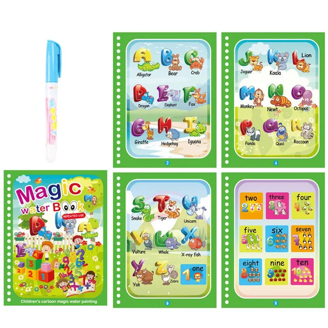 Children Learning  Education Toy Magic Water Book with Pen Baby Montessori Toys Drawing Coloring Books for Kids 2 to 4 Years Old