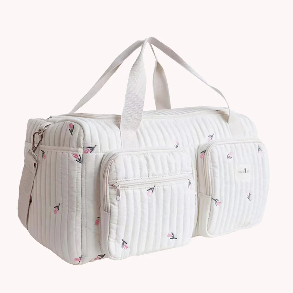 Quilted Baby Diaper Bag Large Capacity Weekender Bag Travel Bag for Hospital and Weekender Travel