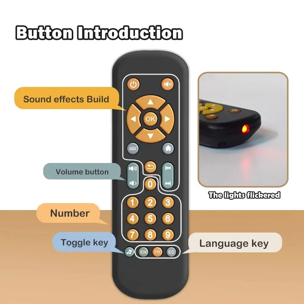 Baby Simulation TV Remote Control Cat Shape Toys Musical Light Sensory Kid Early Educational Learning Montessori Christmas present