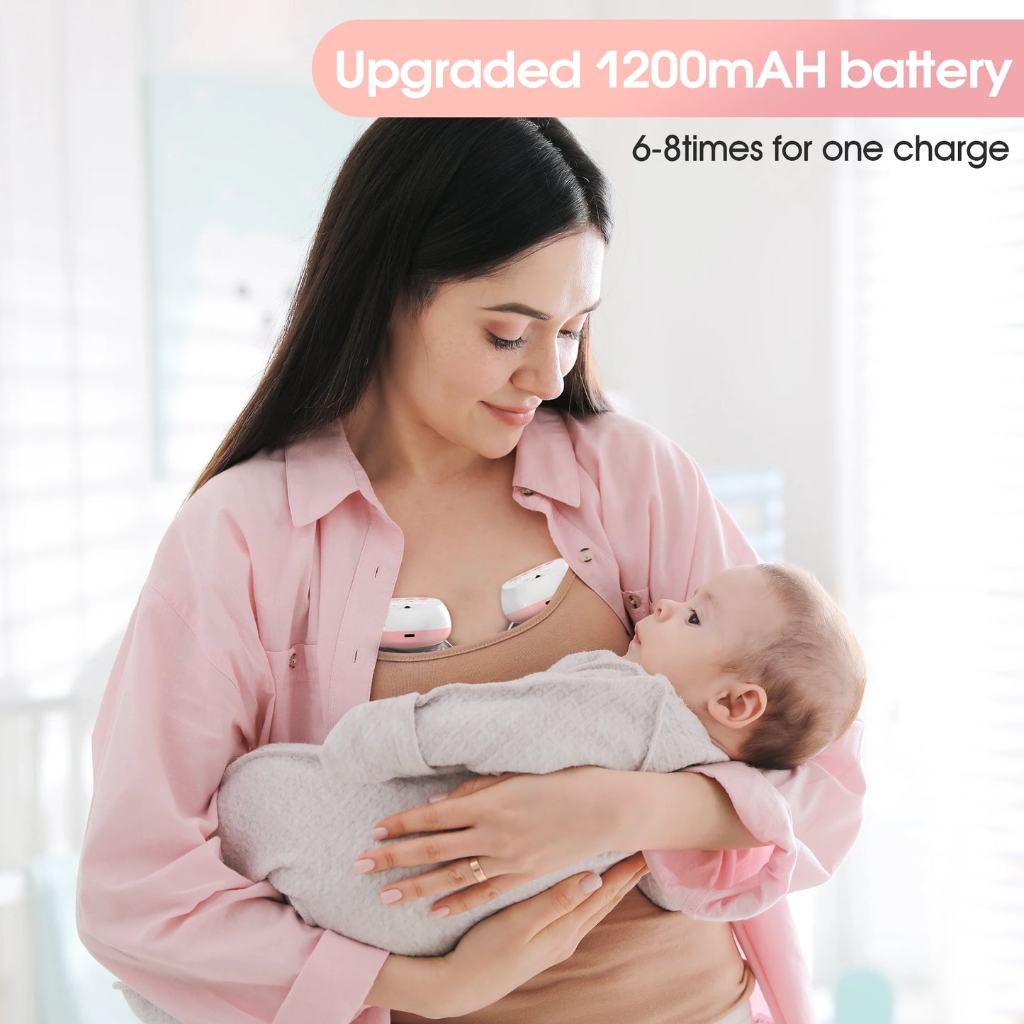 2 Pcs Electric Wearable Breast Pump 1200mAh USB Chargable Silent Milk Extractor Painless Automatic Milker Comfort Breastfeeding