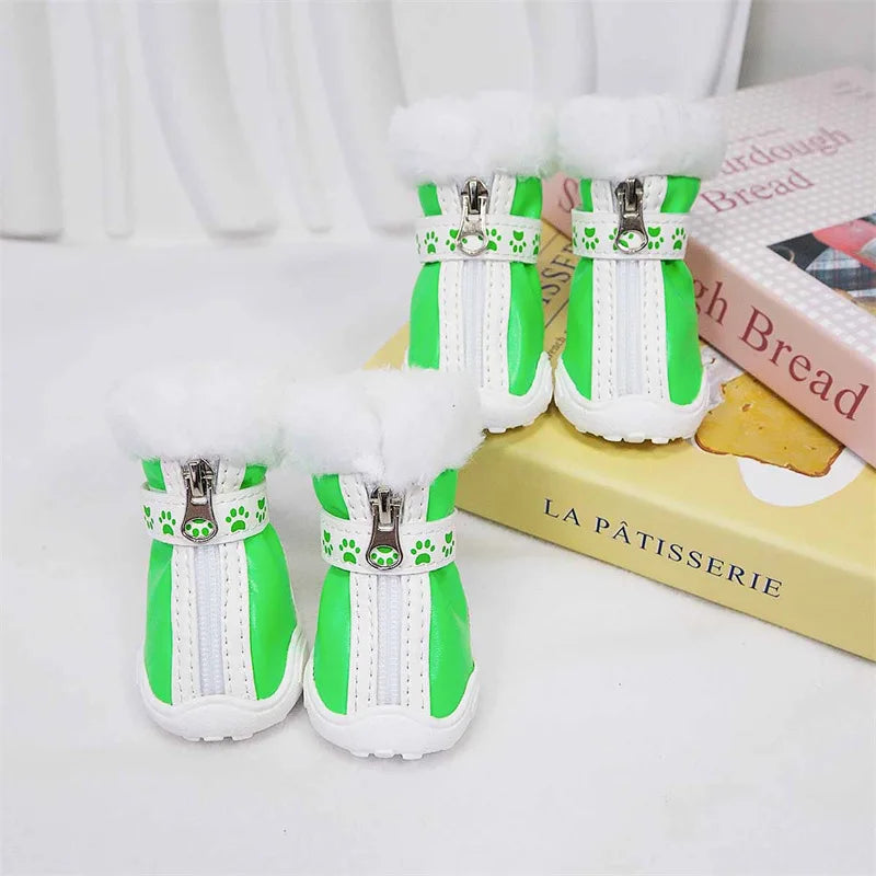 Pet Dog Boots for Warmth in Snowy Weather Waterproof PU 4-piece Set / Package Anti-slip Style for Small Dogs