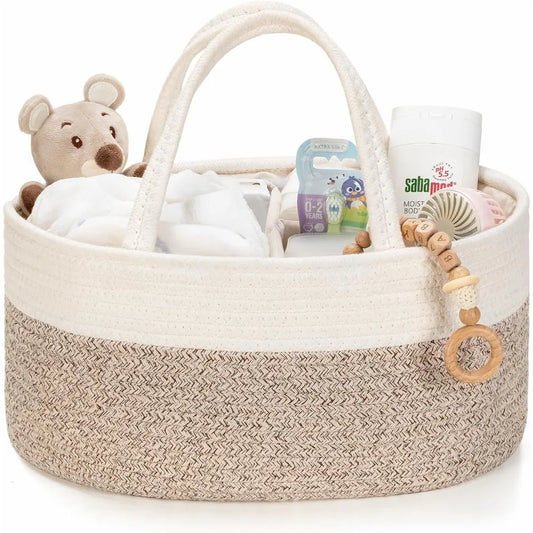 diaper caddy organizer, baby storage basket, nursery bin and car organizer for diapers, gift basket for baby shower list or newborn