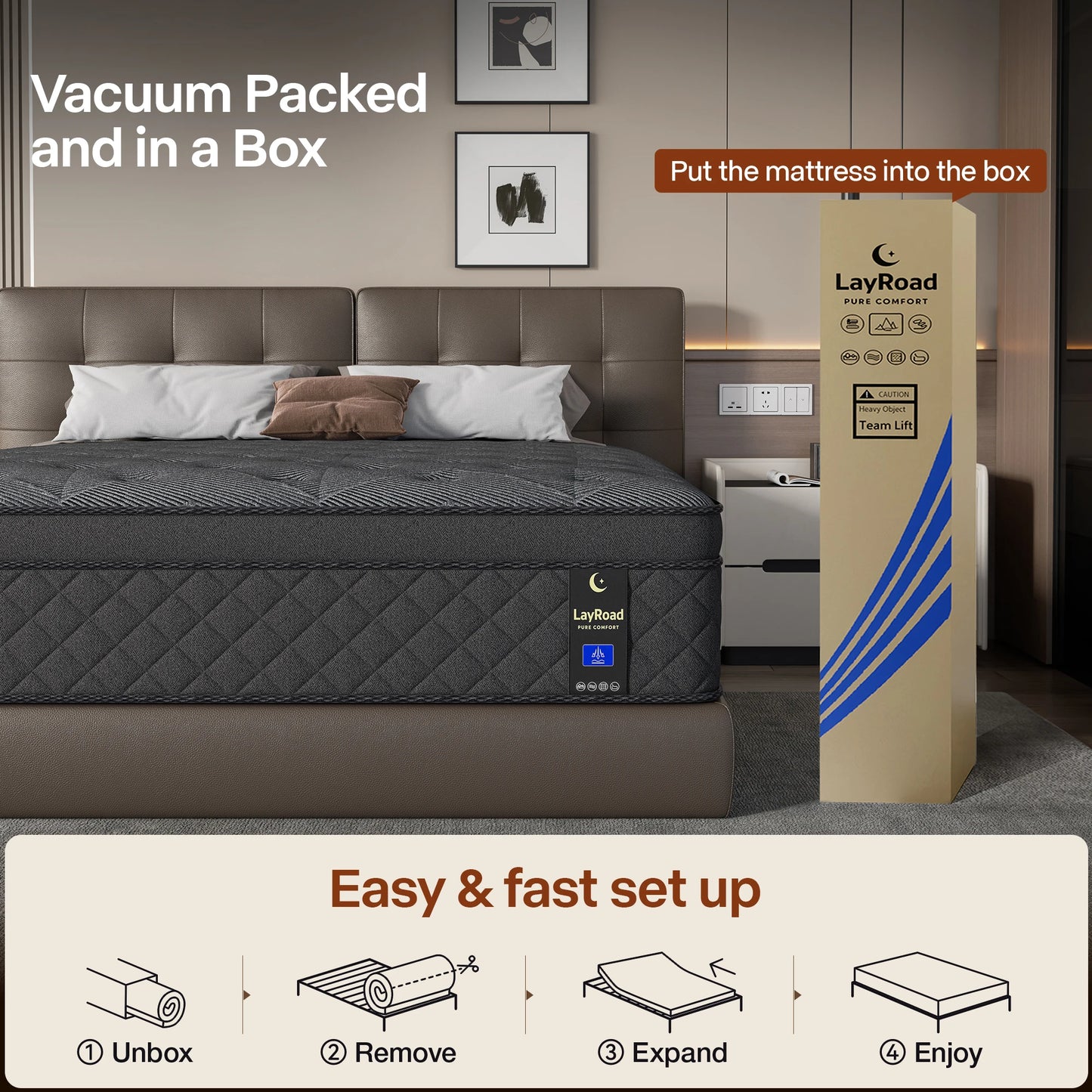 12IN Gel Memory Foam Mattress Queen Size Mattress Full Size Mattress Boxed Delivery Pressure-Relieving & Breathable Medium Firm