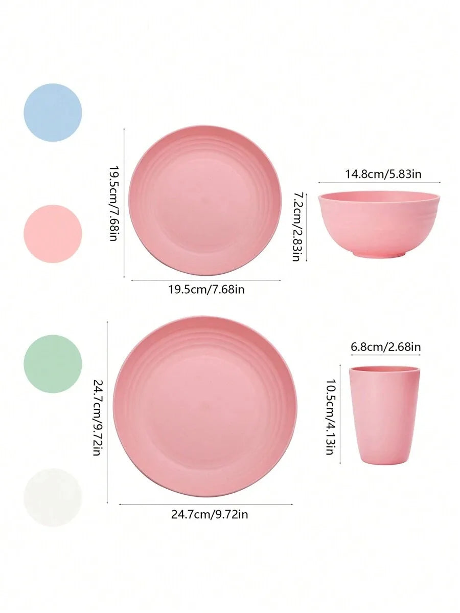 4/16/32pcs Reusable, plastic cutlery set, dinner plate/dessert plate/cereal bowl/cup, for home, birthday party