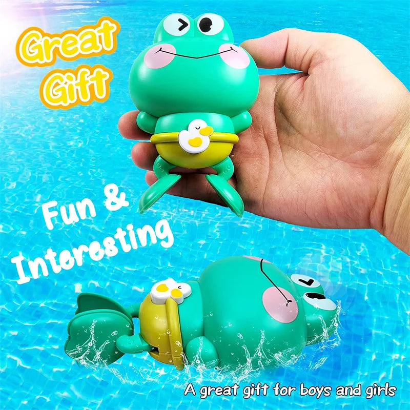 Baby Bath Toys Frog and Fish Wind Up Toys for Toddlers Bathtub Toys for Baby Floating Pool Games Swimming Bath Toys for Kids