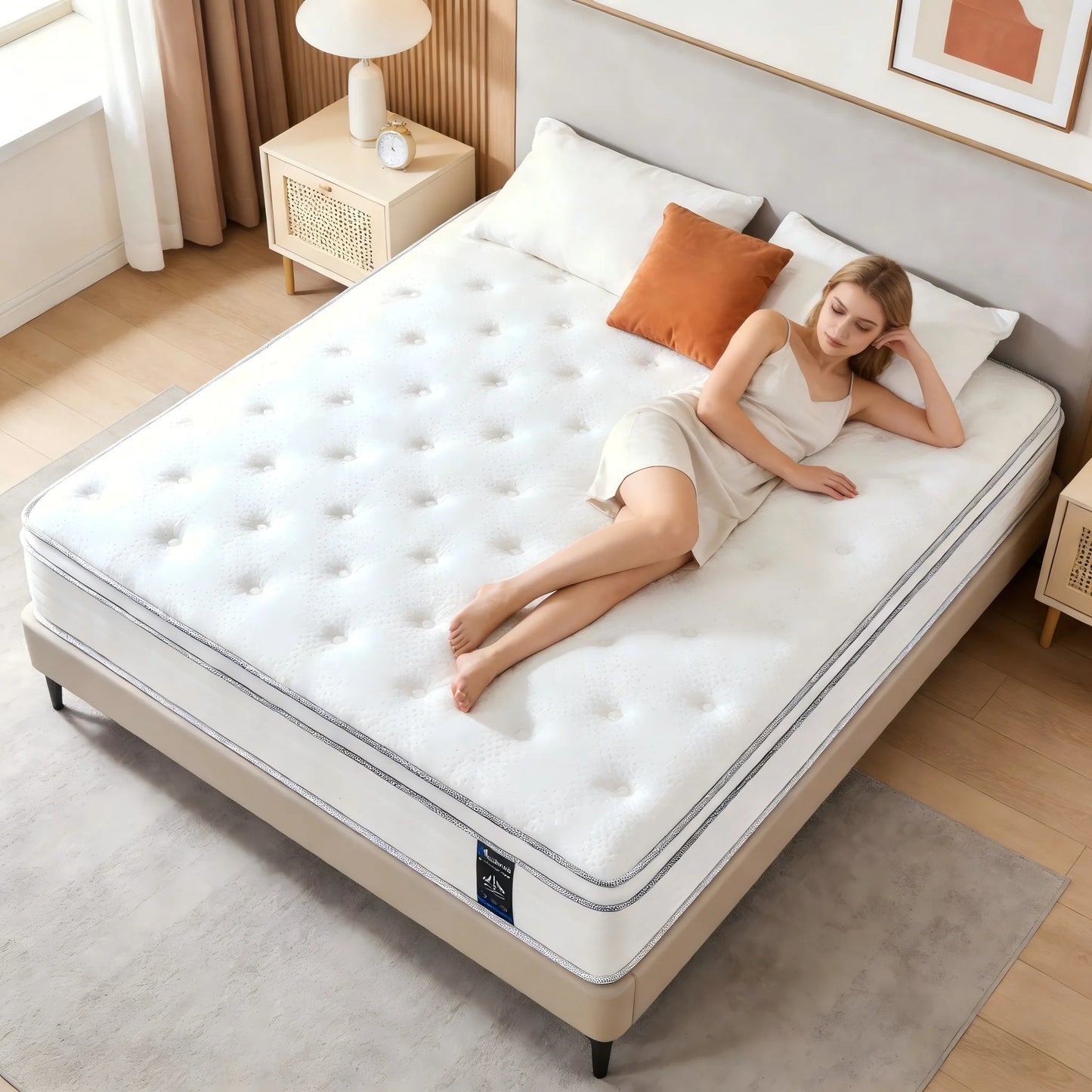 Queen King Full Size Mattress, 12\14\10 Inch Hybrid Mattress in a Box with Pocket Spring, Medium Firm,Motion Isolation