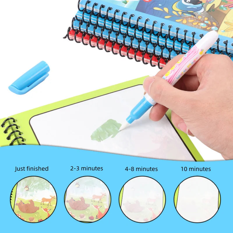 Children Learning  Education Toy Magic Water Book with Pen Baby Montessori Toys Drawing Coloring Books for Kids 2 to 4 Years Old