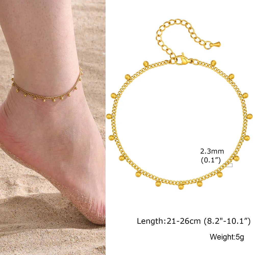 Stainless Steel Heart Anklets for Women, Gold Plated Delicate Anklet Bracelet, Light Luxury Foot Jewelry Party Gifts for Girl