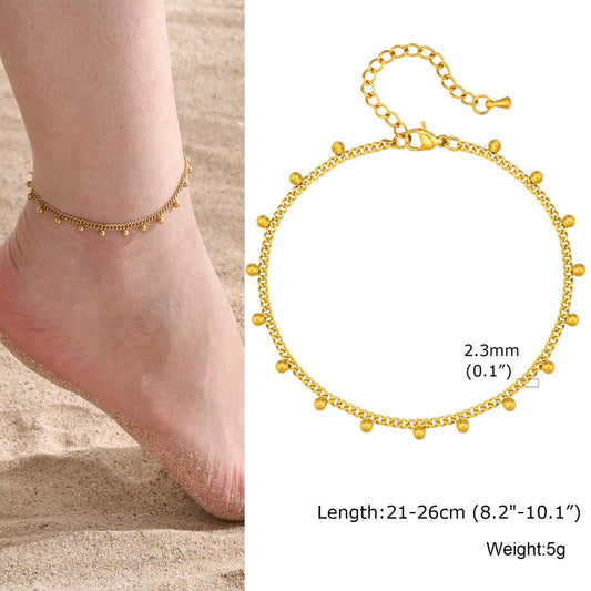 Stainless Steel Heart Anklets for Women, Gold Plated Delicate Anklet Bracelet, Light Luxury Foot Jewelry Party Gifts for Girl