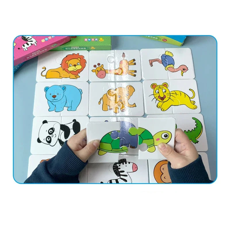 Baby Puzzle Toys for Children Animals Fruit Truck Graph Card Matching Games Montessori Toys for Kids 1 2 3 Years Old Boys Girls