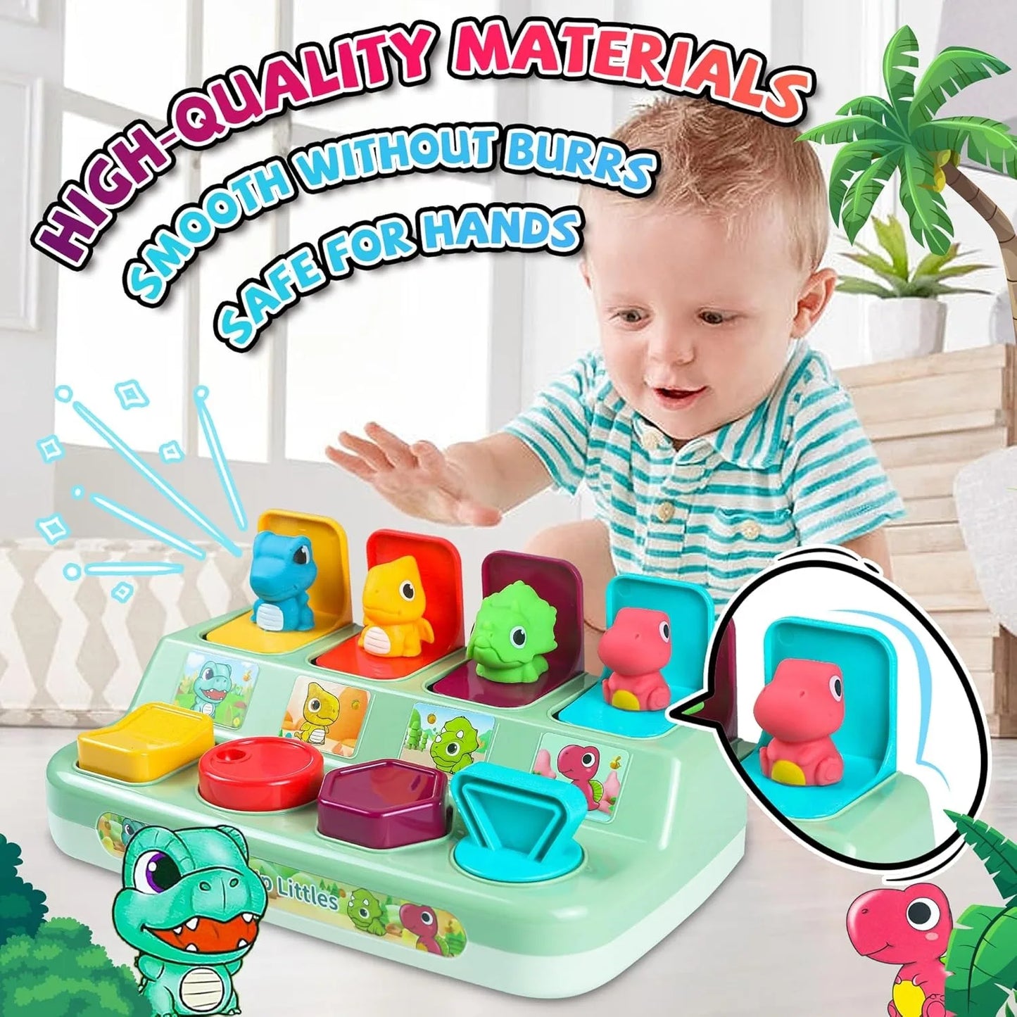 Pop Up Animal Toy, Interactive Baby Toys for 1-3 Year Olds, Montessori Cause & Effect Toys, Early Learning Toys for Toddlers