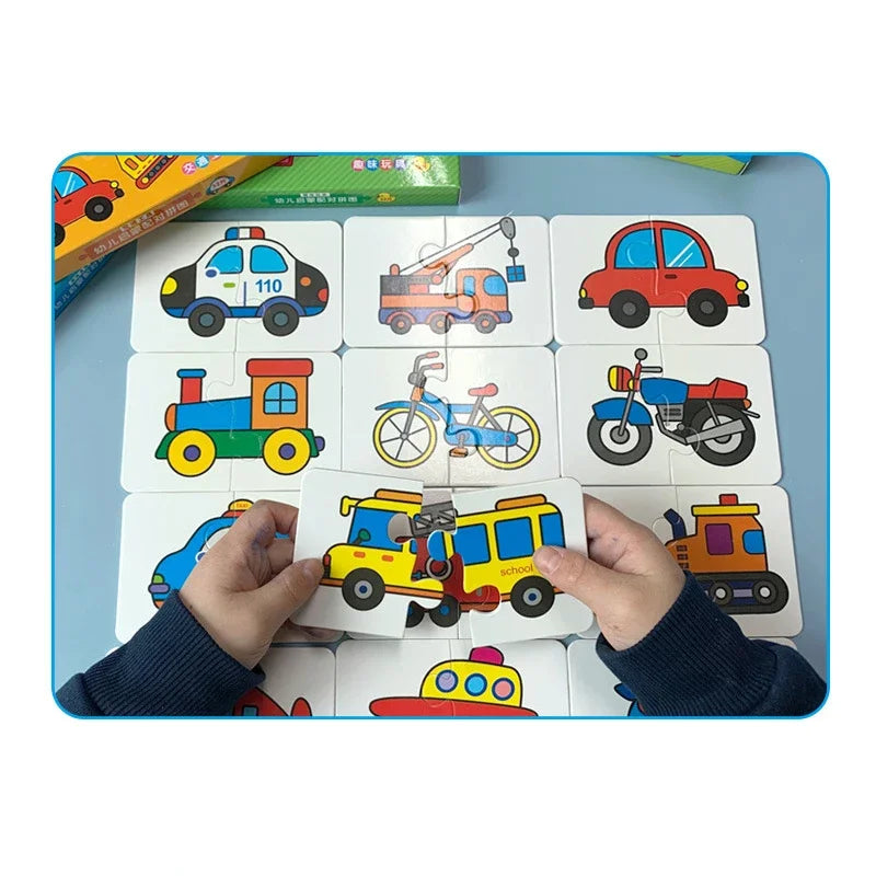 Baby Puzzle Toys for Children Animals Fruit Truck Graph Card Matching Games Montessori Toys for Kids 1 2 3 Years Old Boys Girls