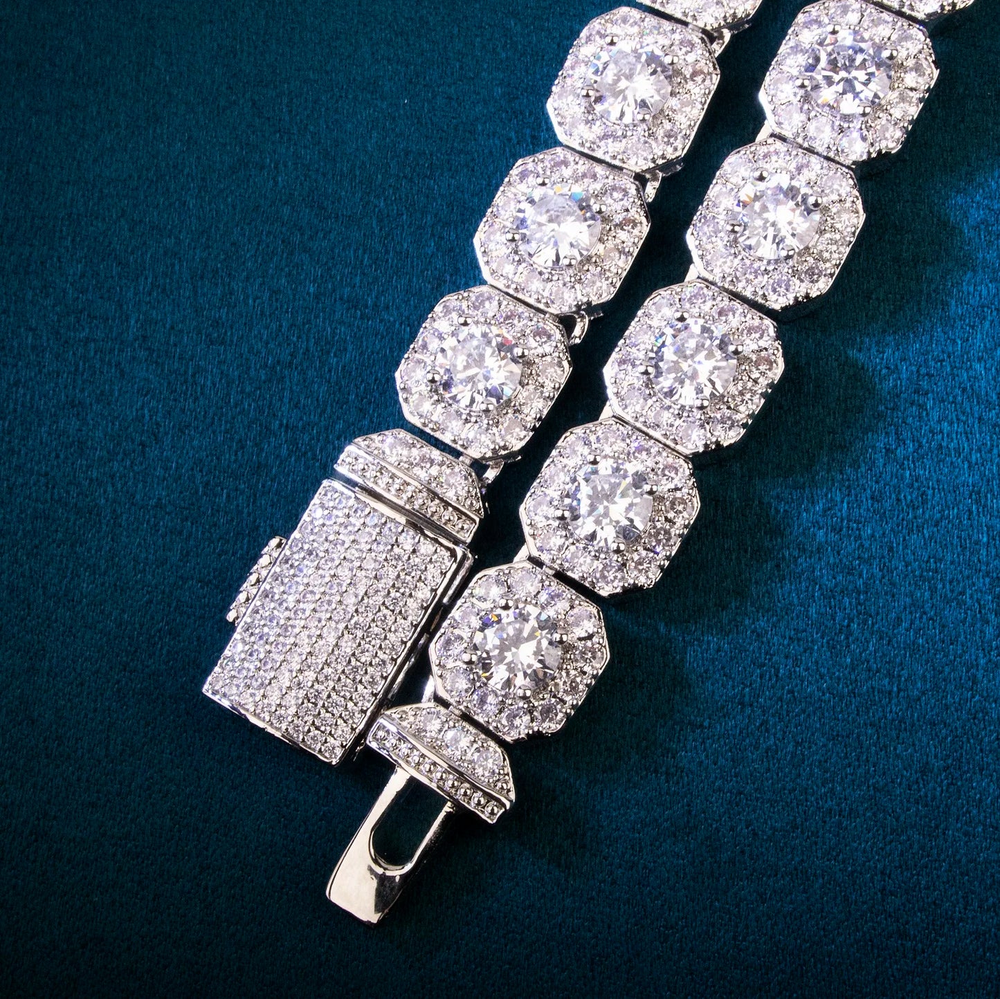 12mm Square Clustered Chain Necklace For Women Link Choker Zirconia Gold Color Fashion Jewelry