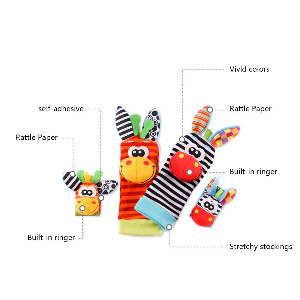 Cute Wrist Strap Rattles Socks Colorful Writleband Rattle Adjustable Brain-Development for 0-12 Months Baby