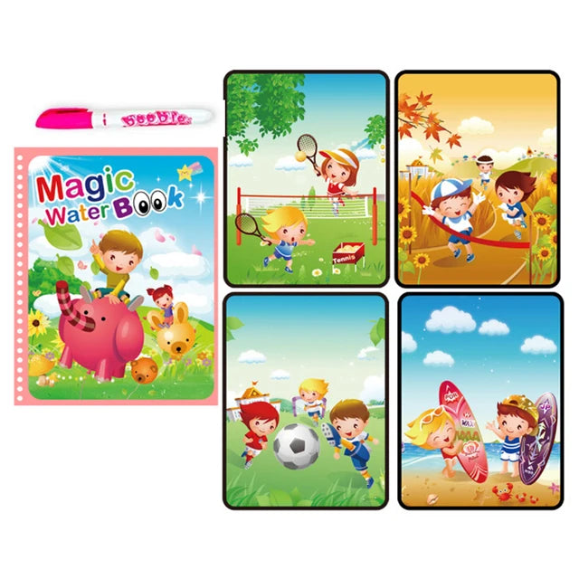 Children Learning  Education Toy Magic Water Book with Pen Baby Montessori Toys Drawing Coloring Books for Kids 2 to 4 Years Old