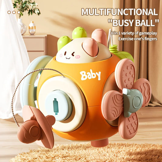 Baby hand-held portable six-sided one-hand held six-sided cube toy busy ball suitable for babies to rotate, interesting toy, key