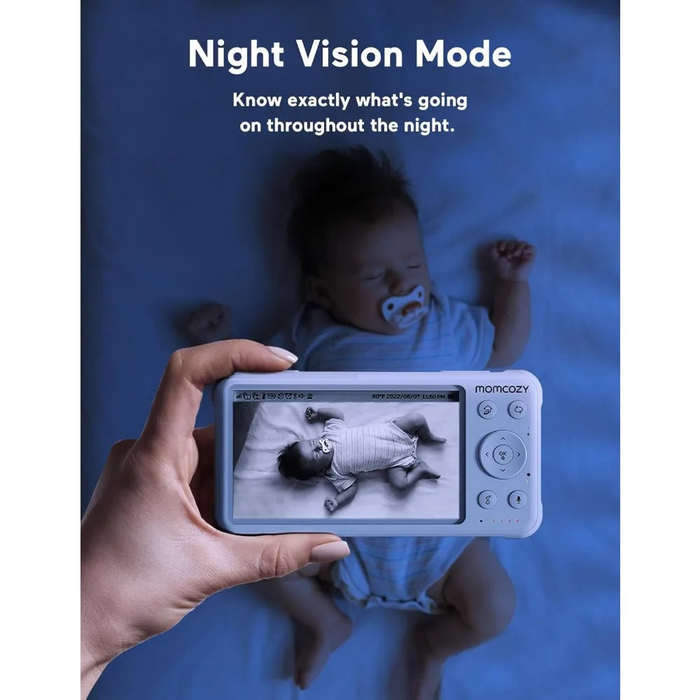 Baby Monitor with 2 Cameras 5’’ 1080P Split Screen Video Baby Monitor with Camera and Audio no WiFi for Baby Safety 5000mAh Bat