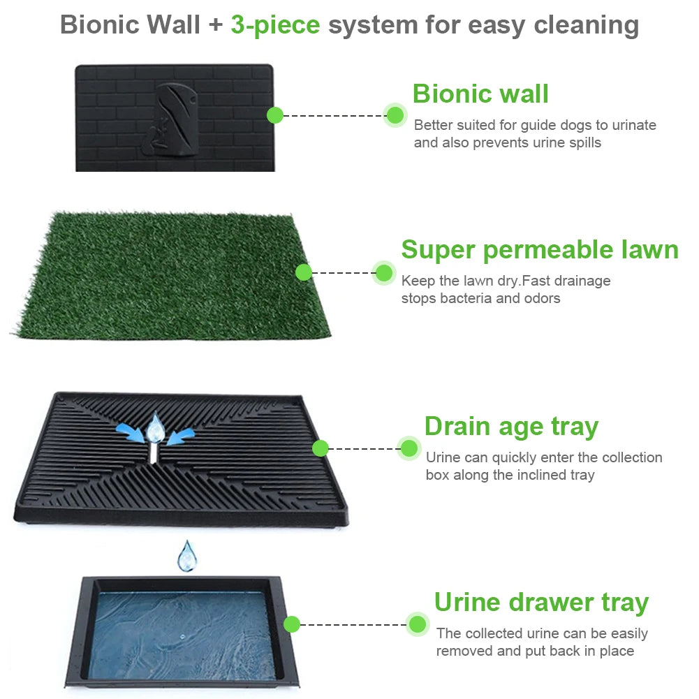 Training Pads with Pee Baffle Dog Grass Pad with Large Tray Reusable Indoor Or Porch Dog Potty Ideal for Small and Medium Dogs