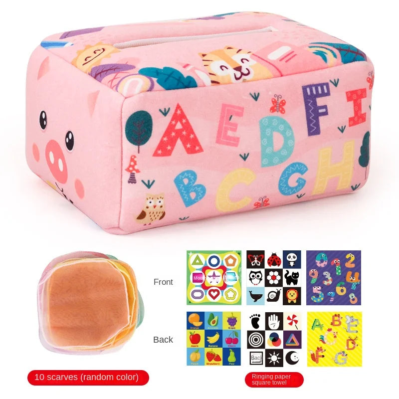 Baby Montessori Toy, Magic Tissue Box, Educational Learning Activity Sensory Toy For Kids Finger Exercising  Busy Board Baby Game